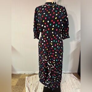 RIXO Multicolor Polka Dot Long Sleeve Dress